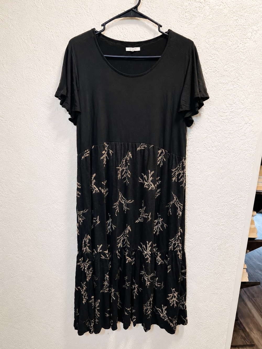 Maurices Black Maxi Dress with Beige Floral Print